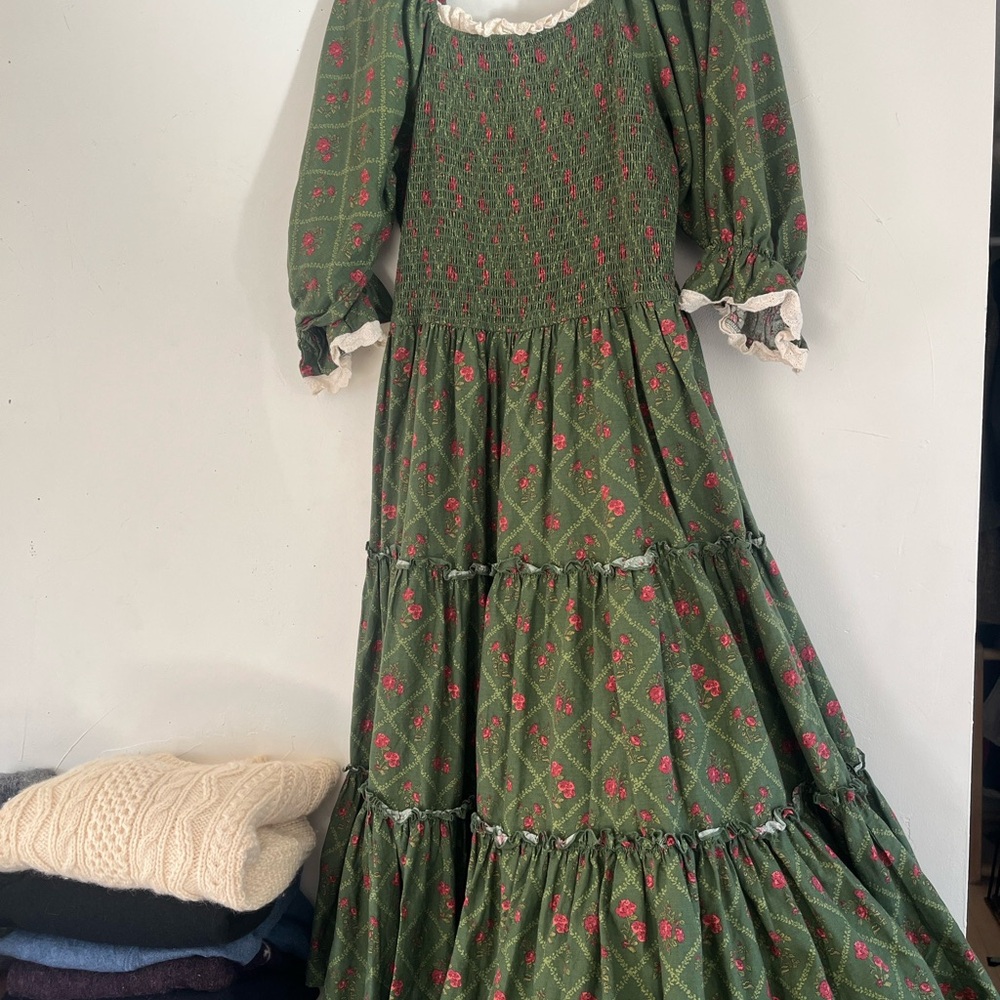 Floral Green Long Sleeve Dress